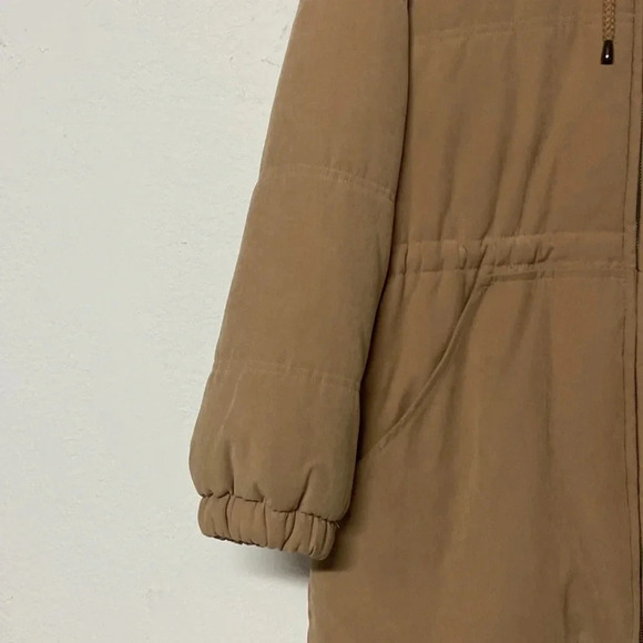 Imperfect winter coat made in Russia removable raccoon fur large tan heavy coat - Picture 6 of 16